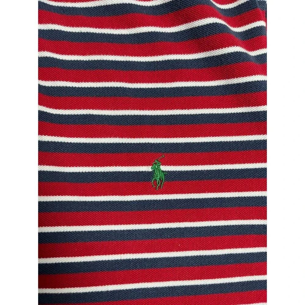 Polo Ralph‎ Lauren Men's Sz L Polo Shirt Yellow Blue Striped Short Sleeve Read